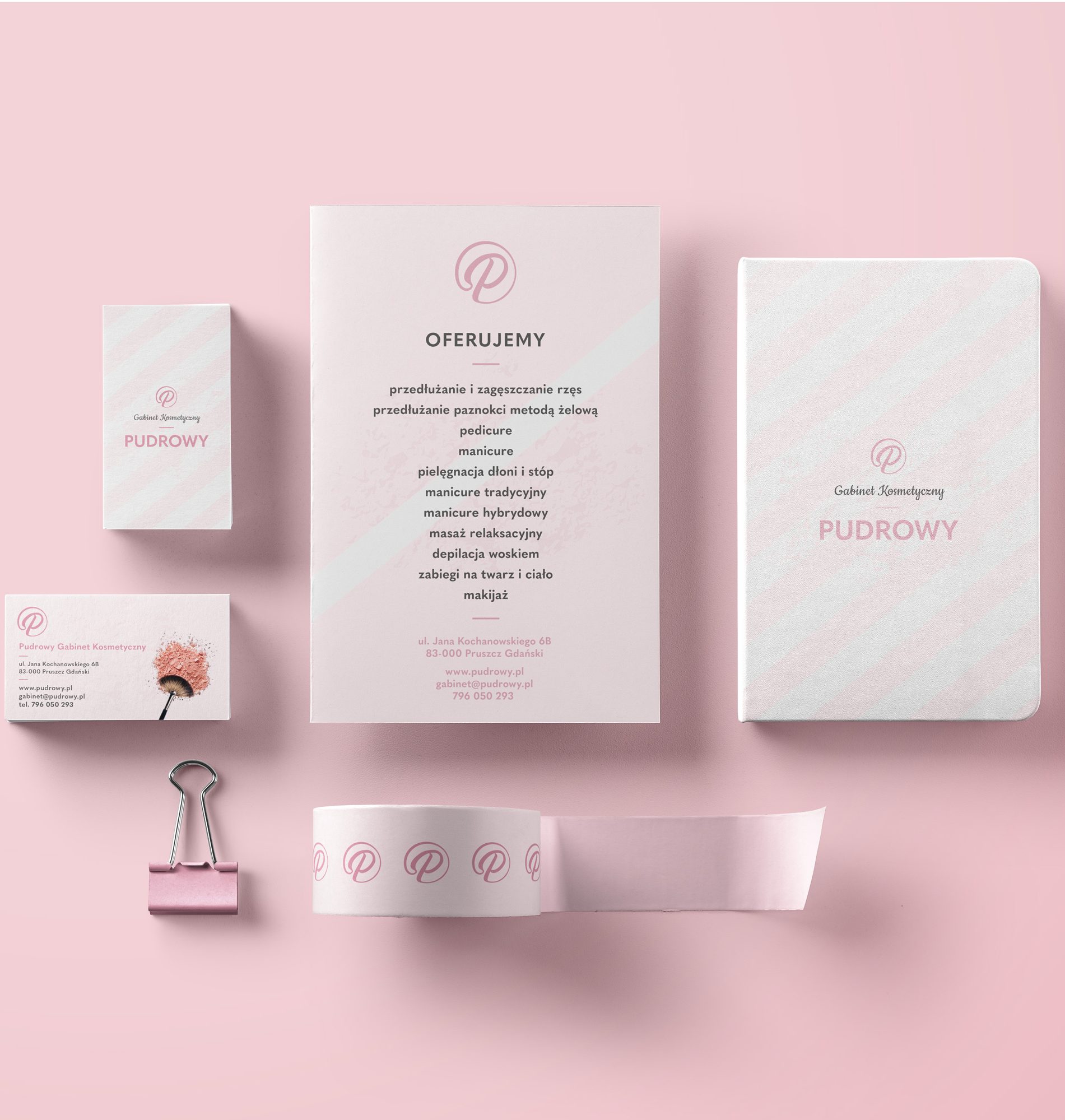 projekt logo identyfikacja wizualna pudrowy